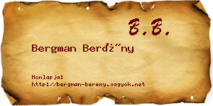 Bergman Berény névjegykártya